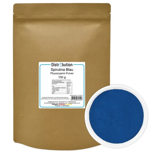 Spirulina Blau 100g - Phycocyanin Pulver für natürliche Lebensmittelfarbe - Lebensmittelfarben: Hochkonzentriertes, veganes Phycocyanin aus Spirulina für intensive Blautöne in Smoothies, Eiscreme und Cocktails. Umweltfreundlich und leicht wasserlöslich.