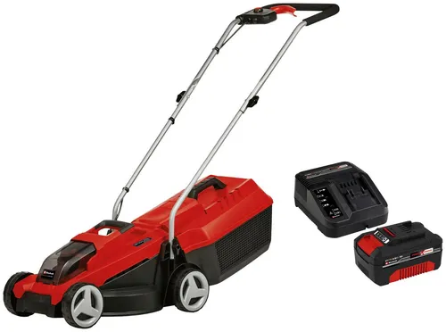 Einhell Akkurasenmäher GE-CM 18/250 Li - Akku-Rasenmäher mit 32 cm Schnittbreite, ideal für Rasenflächen bis 180 m². Klappbarer Holm und integrierter Tragegriff für einfache Handhabung.