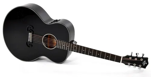 SIGMA GUITARS GJM-1E-MFBK Grand Jumbo E/A - Akustische Gitarre mit massiver Sitka-Fichtendecke und auffälligem Metallic Flake Black Finish für herausragenden Klang und Stil, ideal für Bühnenauftritte und Studioaufnahmen.