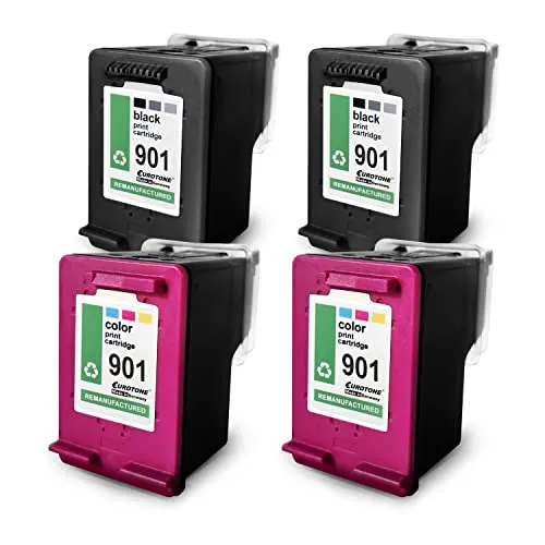 Eurotone 4X Patronen für HP J4680 J4545 4500 Wireless J4524 J4585 J4624 J4550 J4535 J4540 J4580 J4660 ersetzt 901XL CMYK
