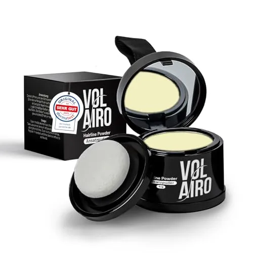 Volairo Ansatzpuder Hellblond 4g – Haar Concealer zur Haarverdichtung bei sichtbarem Haaransatz, wasserfestes Haar Make-up, kaschiert graue Haare und lichte Stellen für Frauen und Männer