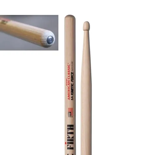 Vic Firth 5A Kinetic Force Drumsticks - Stöcke aus amerikanischem Hickory mit Tropfen-Holzkopf, speziell für längere Spielsessions konzipiert – ideal für druckvolles Spielen ohne Ermüdung.