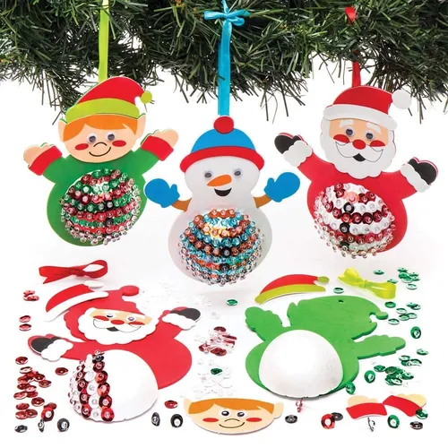 AR759 Pailletten-Dekorationssets Weihnachtsfiguren 3 Stück von Baker Ross