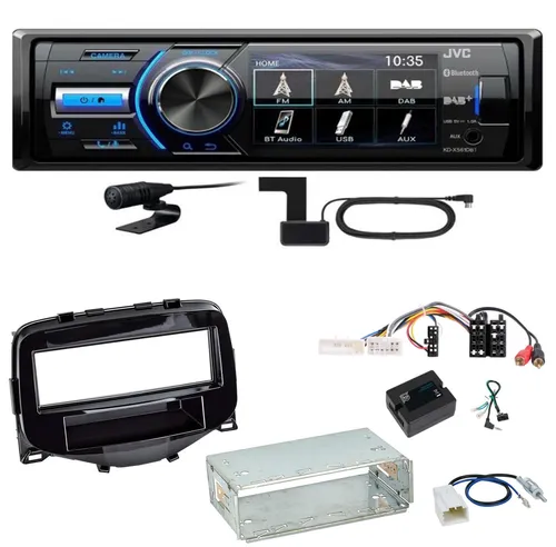 JVC KD-X561DBT DAB+ Bluetooth Einbauset für Toyota Aygo, Peugeot 108, Citroen C1