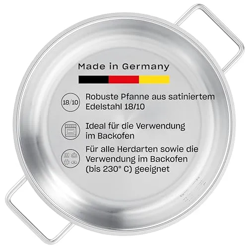 Fissler Servierpfanne Pure Collection - Edelstahl 18/10 Servierpfanne, backofengeeignet bis 230°C, ideal für vielseitige Kochkünste – Made in Germany!