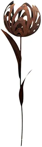 Gartenstecker Blume Blüte 95 cm im Rost Design - Dekofigur, Rostfigur für den Garten, Gartendeko, Terrassen Deko