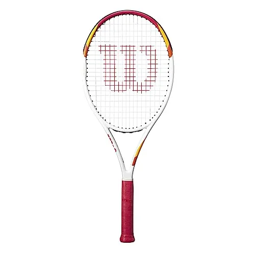 Wilson Tennisschläger SIX ONE TNS RKT - besaitet, rot/weiß, L1 - Tennisschläger für Training und Freizeit, besaitet für sofortige Spielbereitschaft und optimalen Komfort.
