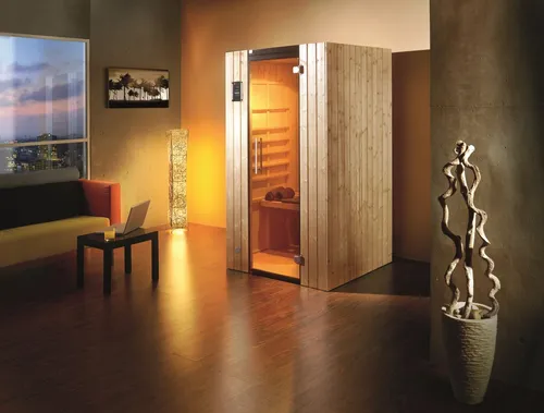 Weka Infrarotkabine Ranua 1 mit WekaTherm-Flächenstrahler - Infrarotkabine für entspannende Wellnessmomente zu Hause, mit luxuriösen WekaTherm-Flächenstrahlern für gleichmäßige Rundum-Erwärmung und kurzer Aufheizzeit.