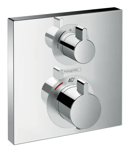hansgrohe Ecostat Square - Unterputz Thermostatarmatur für 2 Verbraucher, mit Sicherheitssperre bei 40°C und hoher Durchflussmenge in Chrom