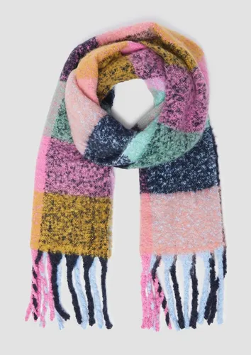 s.Oliver Schal Tuch, Schal mit Fransen und mehrfarbigem Karo-Muster