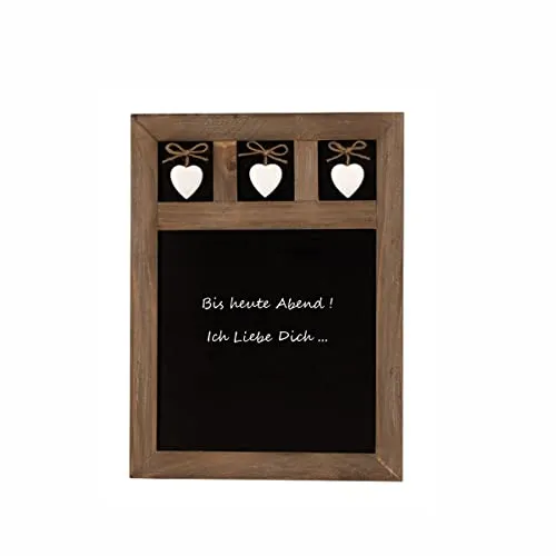 Kreidetafel mit Holzrahmen Wandtafel Holztafel Dekotafel Küchendeko Wandeko Memoboard 40x30cm Herz Design Holz (Kreidetafel Groß)