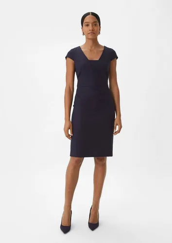 comma Damen Kleid 2141291 Klassisch in Blau - Elegantes Businesskleid mit antaillierter Passform und V-Ausschnitt, ideal für professionelle Anlässe und einen stilvollen Auftritt.
