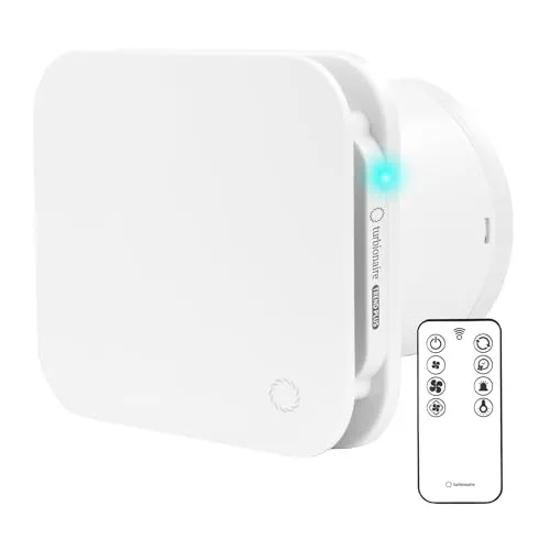 Turbionaire Trend Plus 100 WM Badlüfter mit Fernbedienung - Badlüfter mit 7 Geschwindigkeiten, leise bei 22dB und energieeffizient mit nur 5,7 W. Ideal für Badezimmer mit Timer und Rückstauklappe für optimalen Komfort.