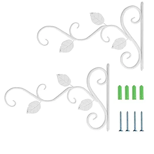 Stück Hängekorbhalterungen, Pflanzenhaken Blumenhaken, Pflanzen wandhalterung,Retro-Gartenhaken,Wandhaken mit Schrauben,zum Aufhängen von Pflanzer Vogelhäuschen Laterne Windspiele,Blumentöpfe(Weiß) 2