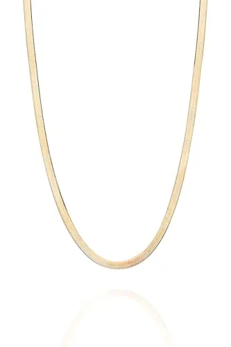Einzelstück® Schlangenkette flache Halskette 925 Silber I 14K Gold I Roségold I Echtschmuck Damenhalskette I klassische Silberkette (Italian Collier) (Schlangenkette 45cm Rosegold)
