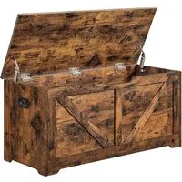 Vasagle Boxxx Truhe, Vintage Braun - Drohnen Zubehör - Vintage Truhe aus Holzwerkstoff, 100x46x40 cm, mit praktischem Tragegriff und aufklappbarem Deckel für ordentliche Aufbewahrung.
