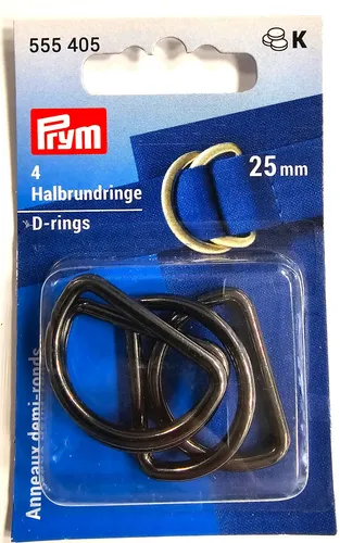 PRYM Halbrundringe D-Ringe 25mm, gunmetall geschwärzt 4 Stück