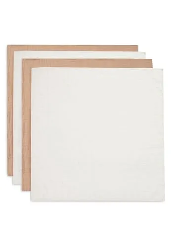 Jollein Musselin Tuch Baby - Biscuit/Ivory - 4er Pack - 70x70cm - 100% Baumwolle - Spucktücher Baby - OEKO-TEX Zertifiziert