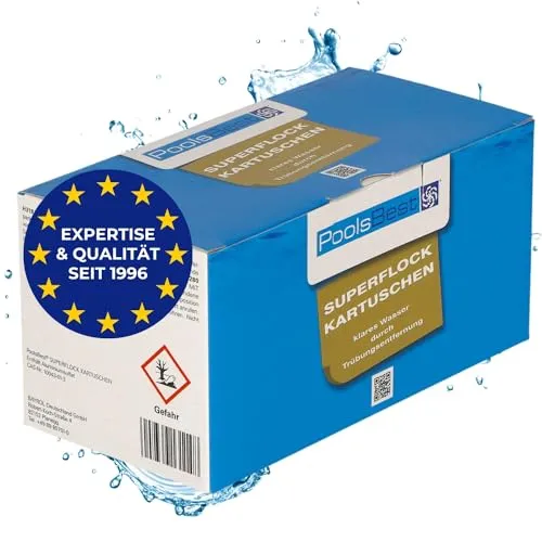 PoolsBest Superflock Kartuschen 1kg I 8 x 125g Flockungskartuschen für Pool I Flockungsmittel für kristallklares Wasser I Pool Trübungsentferner mit Klareffekt I hochwertiger Klarmacher Pool