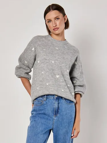 Apricot Strickpullover Strickpullover mit aufgestickten Herzen