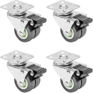 HMF 6720 Doppelte Schwerlastrollen mit Bremse | 50 mm | 400 kg Traglast