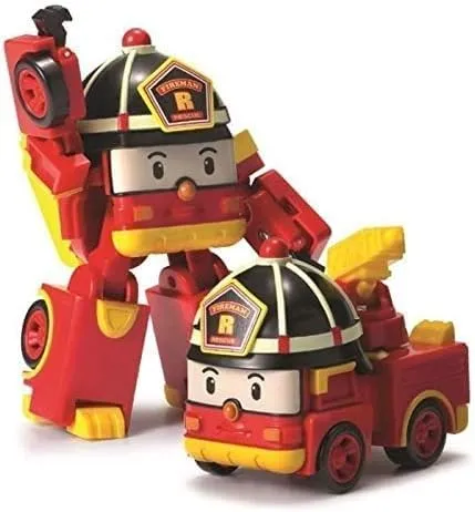 ROBOCAR POLI 54208 Figur Roy by Silverlit, verwandelbare Figur, Roboter oder Auto, 10 cm, rot, ab 3 Jahren, Medium