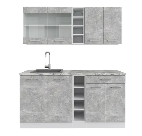 Vicco Küchenzeile R-Line Single Weiß Beton 160 cm von Vicco