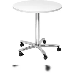 Hammerbacher Säulenhubtisch 80cm rund Weiß/Chrom in weiß von Hammerbacher