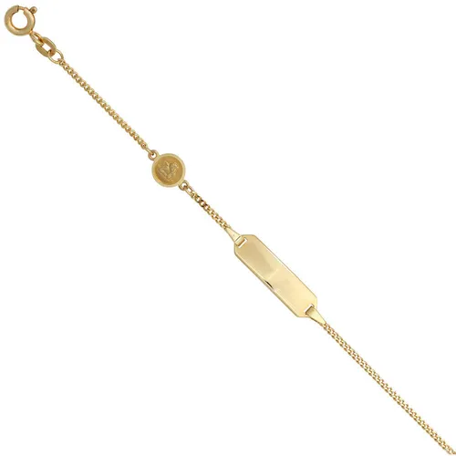 Armband Schildband Engel 585 Gold Gelbgold für Kinder 14cm - Neu und aus 585er Gold gefertigt, ist dieses 14 cm lange Schildarmband ein eleganter Armschmuck für Kinder. Stylisch und zeitlos, perfekt für besondere Anlässe.