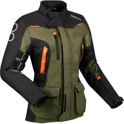 Bering Motorradjacke Zephyr Damen - Wasserdichte und atmungsaktive Motorradjacke mit Protektoren, ideal für Sicherheit und Komfort beim Fahren. Sportlicher Stil in Khaki/Schwarz.