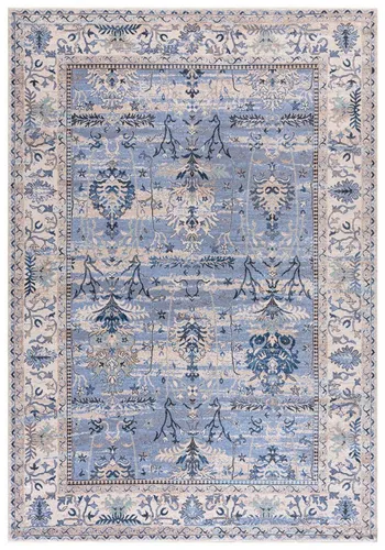 Mazovia Teppich Blau-Beige, 80x150 cm, Orientalisch - Maschinenwaschbarer Teppich mit Öko-Tex® Standard 100, ideal für Wohnzimmer, Esszimmer oder Flur. Das orientalische Design bringt Stil und Wärme in jeden Raum.