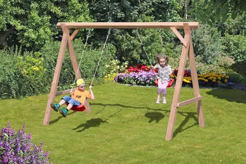 Gartenpirat Schaukelgestell aus Lärchenholz Premium 1.2 - Spielplätze: TÜV-geprüfte Doppelschaukel aus hochwertigem Lärchenholz, ideal für sichere und langlebige Spielstunden im eigenen Garten.