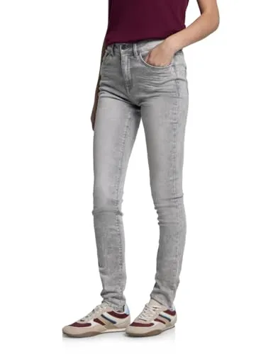 Street One Studio Skinny Fit Jeans Light Grey Random 28 - Stylische High Waist Jeans im Skinny Fit, ideal für einen modernen Look. Perfekt für Freizeit und Büro mit 5-Pocket-Style.