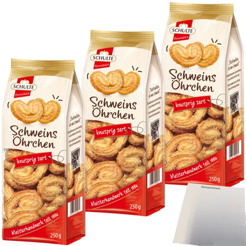 Schulte Schweinsöhrchen knusprig zart Blätterteiggebäck 3x250g Beutel usy Block