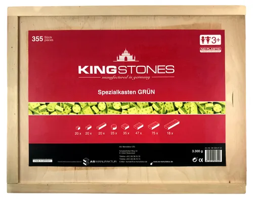 KINGSTONES Spezialkasten, grün - Kreatives Steinbaukasten-Set - Bauklötze & Bausteine aus biologisch abbaubarem Marmormehl, inkl. 260 Teile für kreative Bauprojekte und Spaß für alle Altersgruppen.