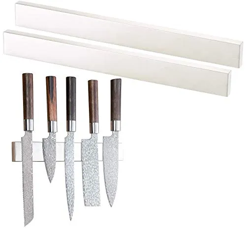 Rosenstein & Söhne Magnet für Messer: 2er-Set durchgehende Magnet-Messerleisten, gebürsteter Edelstahl, 45cm (Magnetbrett Messer, Halter, Flaschenöffner)