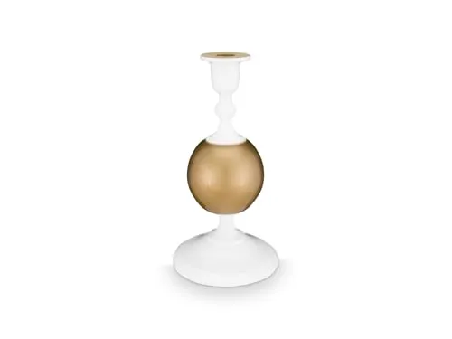Pip Studio Metall Kerzenständer Sphäre Klein Weiss-Gold 24cm - Eleganter Kerzenständer in Weiß-Gold, aus robustem Aluminium gefertigt. Ein einzigartiges Design, das klassische und moderne Elemente vereint und jedem Raum eine besondere Atmosphäre verleiht.