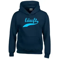 coole-fun-t-shirts Hoodie LÄUFT ! Kinder Sweatshirt mit Kapuze Hoodie Gr.128-164 Jungen +Mädchen blau 128