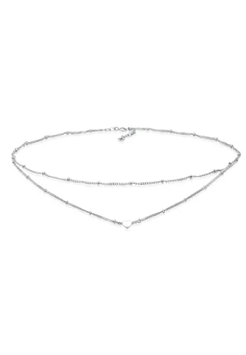Elli Halskette Damen Choker Layer Look Herz aus 925 Sterling Silber - Ketten für Damen: Zeitloser Choker-Layer-Look aus hochwertigem 925 Sterling Silber, handgefertigt und anlaufgeschützt, ideal als stilvolles Geschenk.