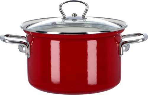 Belis ECO-CERAMIC 18cm Topf mit Glasdeckel in rot von Belis