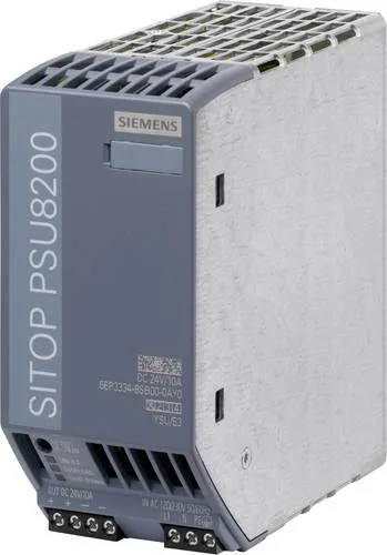 Siemens SITOP PSU8200 Hutschienen-Netzteil 24 V/DC 10 A - Netzteile mit extrem schmalem Design, ideal für platzsparende Installationen und hohe Effizienz, um Energie zu sparen und Überlastungen zu bewältigen.