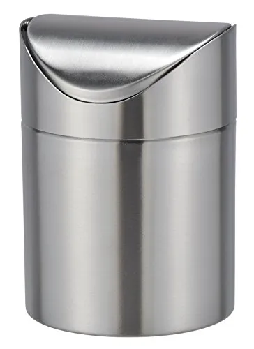 Bambelaa! Tischmülleimer Tischabfalleimer Abfallbehälter Küchenabfalleimer Edelstahl Schwingdeckel 12cm Durchmesser ca.16,5 cm hoch (Edelstahl, 1 Stück)