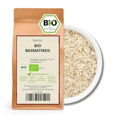 Kamelur Bio Basmati Reis geschält (5kg) aromatischer Basmatireis BIO ohne Zusätze Naturreis Duftreis