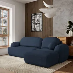 Masseno Ecksofa MODENZA N R-S mit Schlaffunktion - Blau - Sofa mit Bettkasten und eleganter L-Form, ideal für multifunktionale Wohnräume. Bietet praktischen Stauraum und hohen Komfort für entspannte Stunden und Übernachtungsgäste.