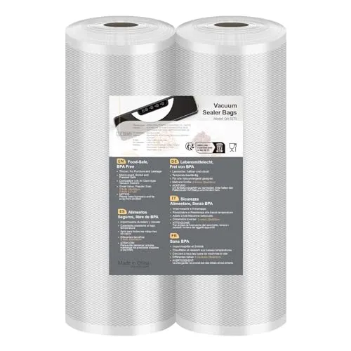 Vakuumierbeutel Rollen 28x600cm - BPA-frei & reißfest - Zubehör für Folienschweißgeräte, 12m lange Folienrollen, ideal für alle Vakuumierer, stark & wiederverwendbar, schützt Nährstoffe und Frische Ihrer Lebensmittel.