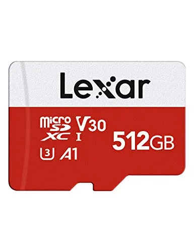 Lexar Micro SD Karte 512GB, Speicherkarte Micro SD mit Adapter, Bis zu 100 MB/s Lesegeschwindigkeit, UHS-I, U3, A1, V30, C10, 4K UHD microsdxc SD Karte für Kamera, Smartphone