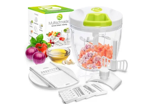 Rigutto Zwiebelhacker RIGUTTO® Premium Zwiebelschneider mit Seilzug [Mehr als 7 Funktionen]