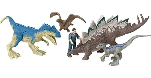 Jurassic World Minis Multipack Assortment (5765072) - Dinosaurier & prähistorische Kreaturen für Kinder, 5er-Pack Minifiguren mit Fleischfressern und Pflanzenfressern, ideal für Sammler und Fans ab 3 Jahren!