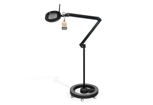 Lumeno 8613SW Lupenleuchte mit Rollstativ - Schreibtischlampe mit ovaler Linse (110x150 mm) und 60 dimmbaren LEDs, ideal für Kosmetik und Handwerk, sorgt für optimale Sicht und Ausleuchtung bei minimalem Stromverbrauch.