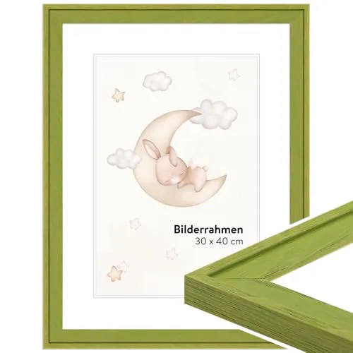 WANDStyle Bilderrahmen für Kinderzeichnungen, Grün Kinderbilderrahmen 10x15 cm, Bilderrahmen Kinder, Wechselbilderrahmen 15x10 cm, Kinderzeichnungen aufbewahren, Rahmen - Made in Germany H120
